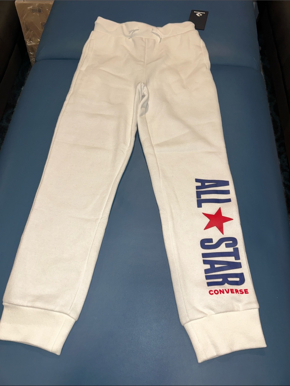 NWT- Converse White Joggers with Blue 'ALL STAR' and Red Star Size M- 10-12